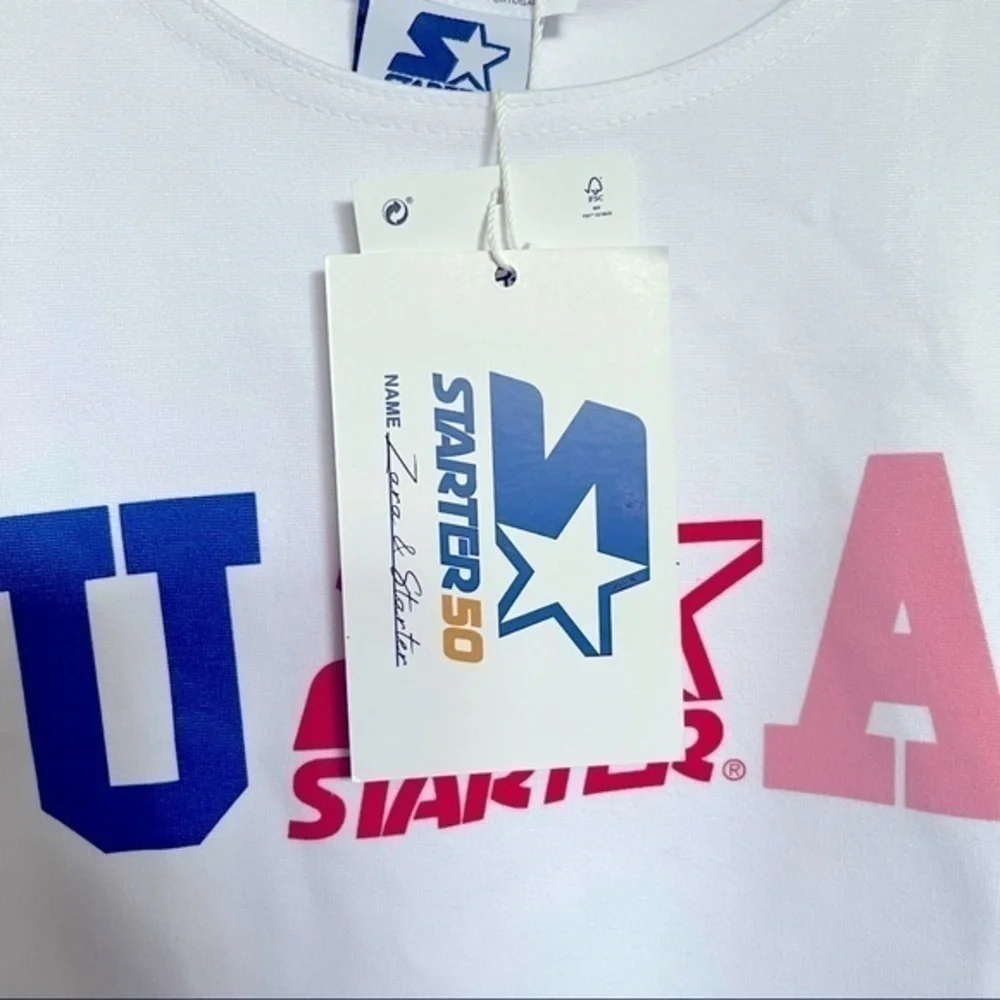 Zara & Starter Limited Edition Crop Top Women’s Size Large USA Logo